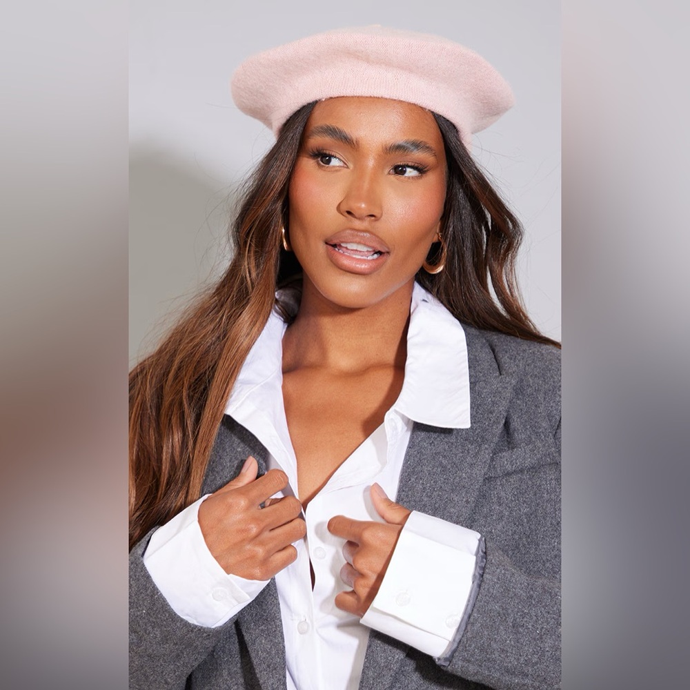 🎀 100% Wool Beret Hat Baby Pink Pastel Pink Hat Winter Chic 🎀